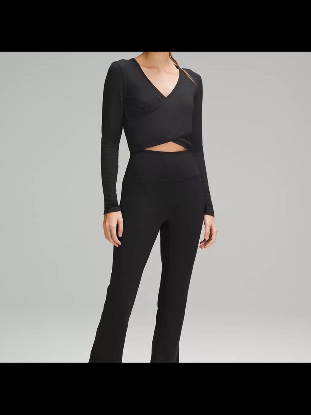 Lululemon Wrap-Front Ribbed Long Sleeve Top Black Size 4 GUC